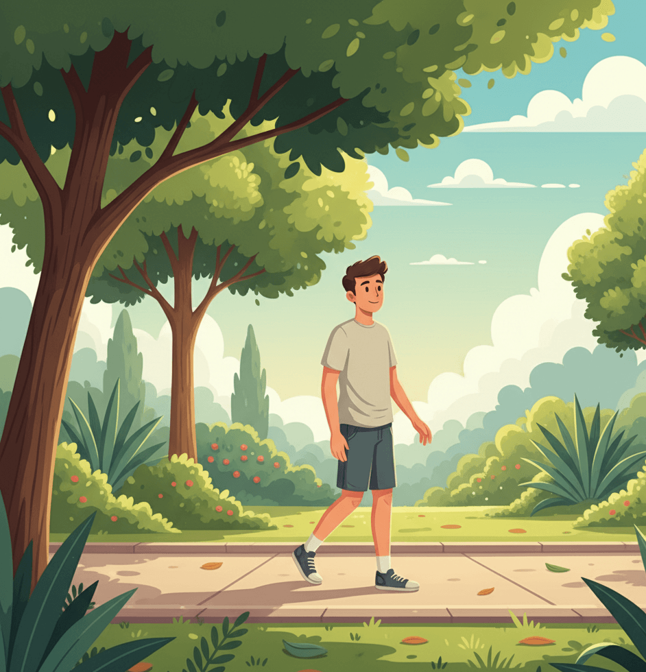 hombre paseando por el parque