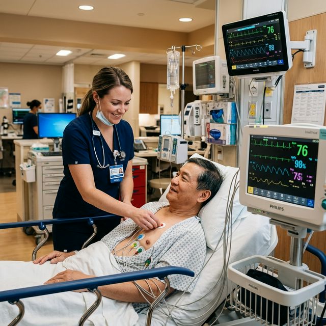 Médico revisando electrocardiograma digital